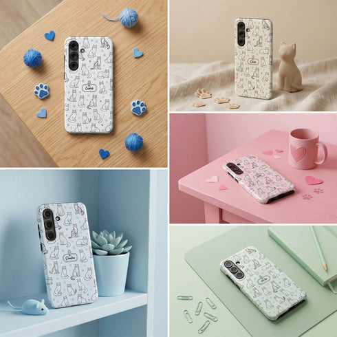 Personalized Cat Doodle Tag Galaxy Case