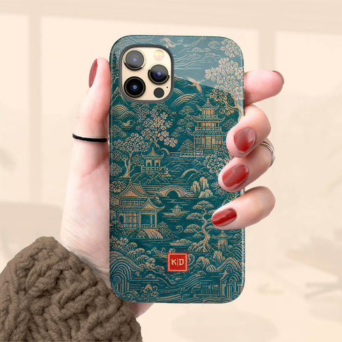 Personalized Golden Pagoda Garden iPhone Case