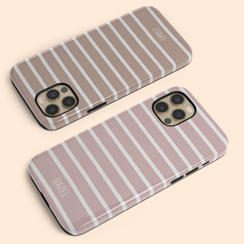 Custom Name Hand Drawn Pastel Stripes iPhone Case