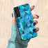 Custom Initials Blue Abstract Stained Glass Galaxy Case