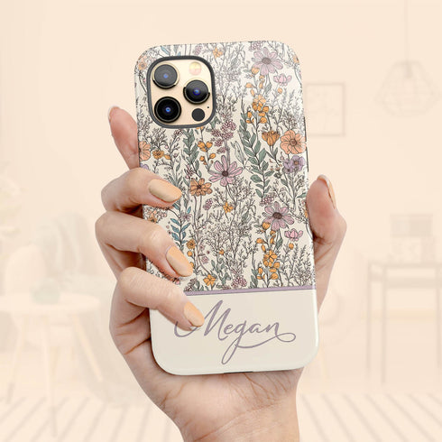 Custom Name Wildflower Meadows Cottagecore iPhone Case