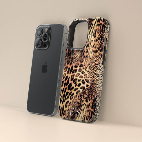 Exotic Leopard Custom Initials iPhone Case