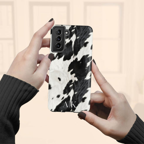 Custom Initials Cowhide Galaxy Case