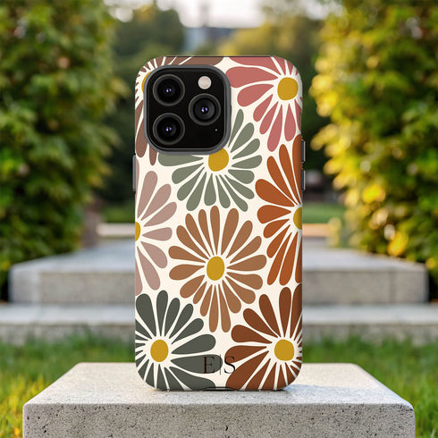 Custom Initials Abstract Flowers iPhone Case - V3