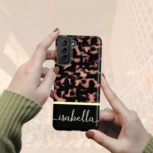 Custom Name Dark Tortoiseshell Galaxy Case