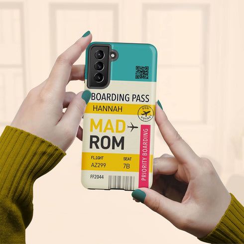 Personalized Tropical Getaway Boarding Pass Galaxy Case