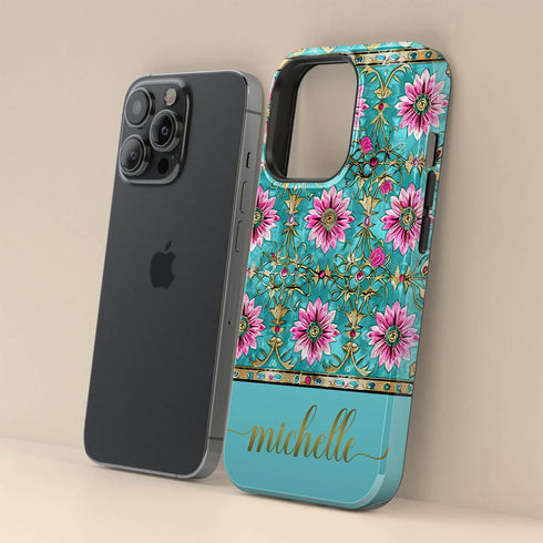 Custom Name Mandala Boho Floral iPhone Case