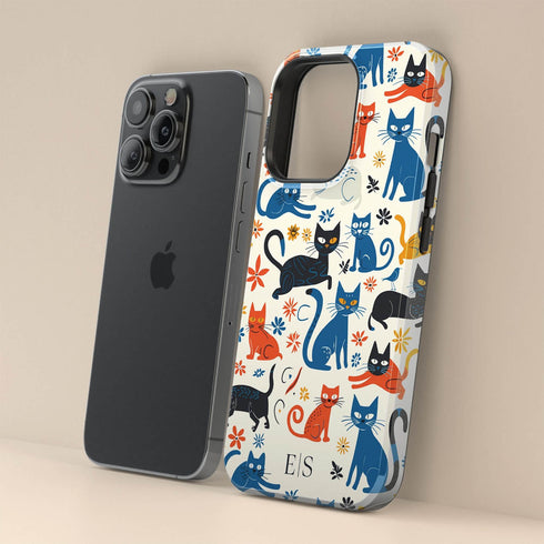 Custom Initials Tabby Cat Lovers iPhone Case