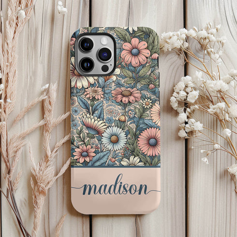 Custom Name Botanical Wildflowers Meadows iPhone Case