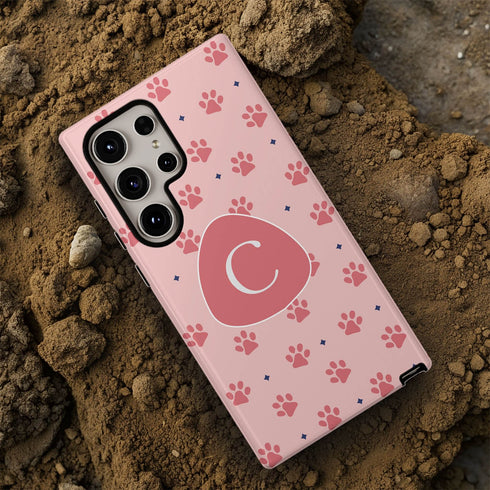 Custom Initials Cat Paws Galaxy Case