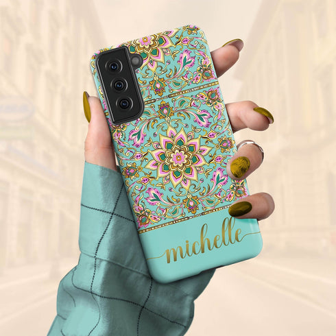 Custom Name Mandala Boho Floral Galaxy Case