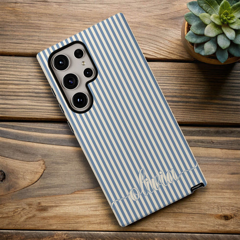 Custom Name Cute Chic Vertical Stripes Galaxy Case