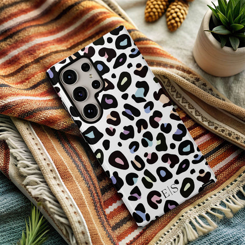 Custom Initials Candy Leopard Galaxy Case
