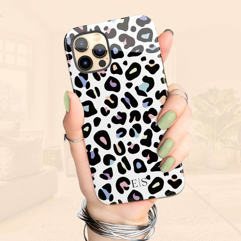 Custom Initials Candy Leopard iPhone Case