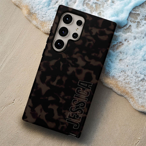 Custom Name Dark Tortoiseshell Galaxy Case - Vertical