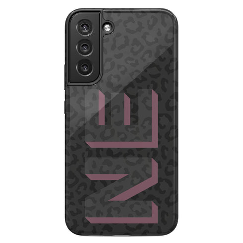3D Initials Dark Leopard Galaxy Case - Vertical