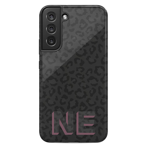 Custom 3D Initials Dark Leopard Galaxy Case - Centered