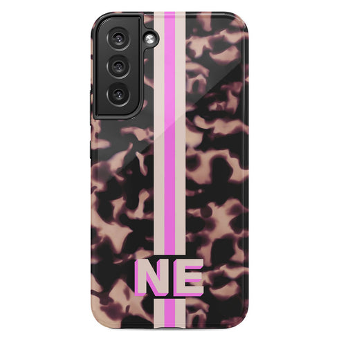 3D Striped Pattern Initials Dark Tort Galaxy Case