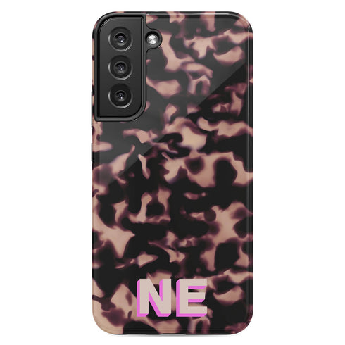 3D Custom Initials Dark Tort Galaxy Case - Centered