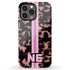 3D Striped Pattern Initials Dark Tort iPhone Case