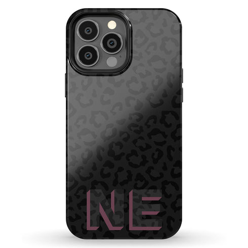 Custom 3D Initials Dark Leopard iPhone Case - Centered