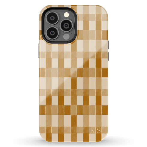 Custom Initials Tartan Plaid Checkerboard iPhone Case