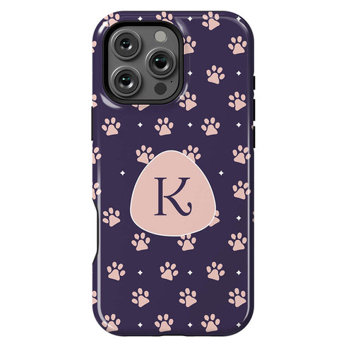 Custom Initials Cat Paws iPhone Case