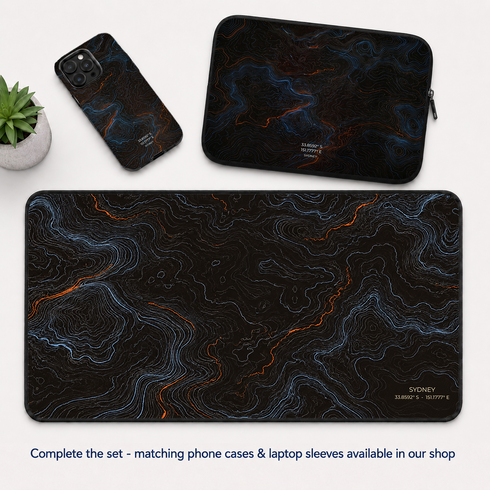 Personalized Midnight Topography Desk Mat