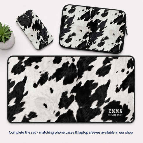 Personalized Untamed Cowhide Desk Mat