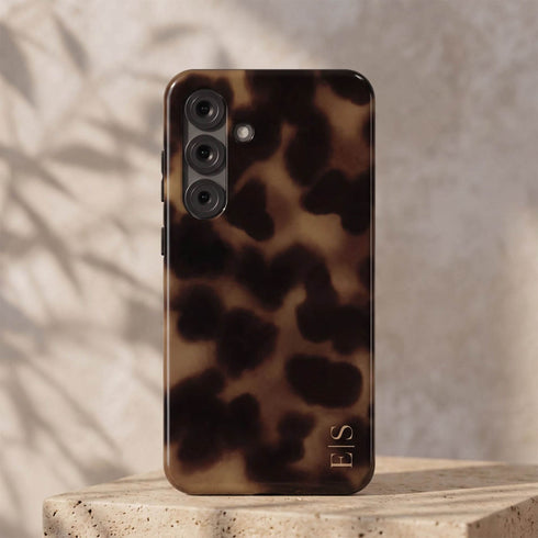 Personalized Amber Tortoise Vertical Initials Galaxy Case