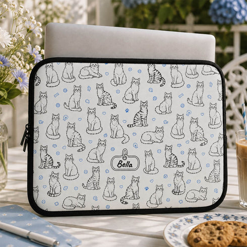 Personalized Cat Doodle Tag Laptop Sleeve
