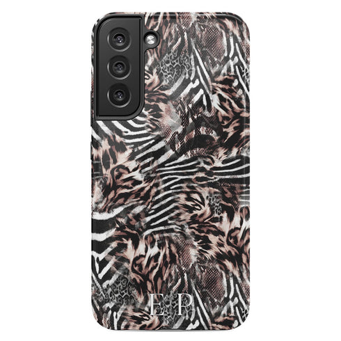 Custom Monogram Initials Fierce Leopard Galaxy Case