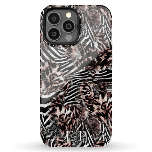 Custom Monogram Initials Fierce Leopard iPhone Case