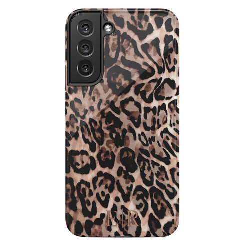 Custom Monogram Initials Fierce Leopard Galaxy Case