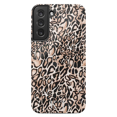 Custom Monogram Initials Fierce Leopard Galaxy Case