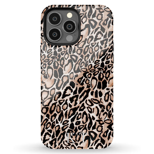 Custom Monogram Initials Fierce Leopard iPhone Case