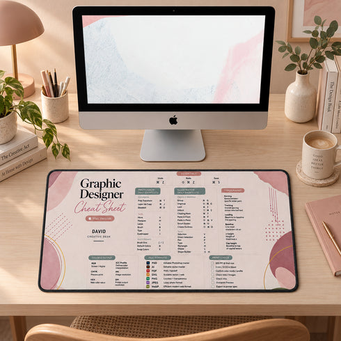 Personalized Designer Cheat Sheet - Blush Editorial Desk Mat