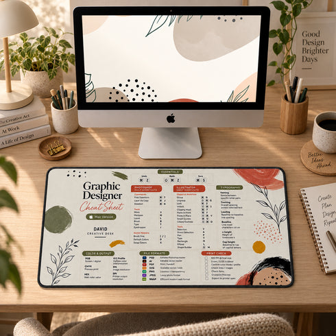 Personalized Designer Cheat Sheet - Studio Bloom Desk Mat