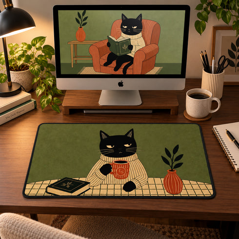 Personalized Judgy Cat Desk Mat