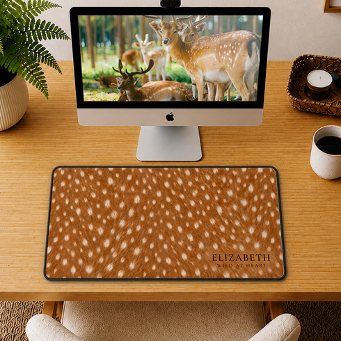Personalized Spotted Deer Fur Desk Mat