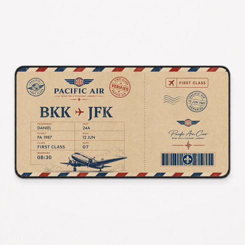Personalized Vintage Airline Ticket Desk Mat