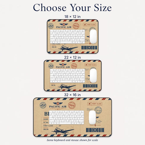 Personalized Vintage Airline Ticket Desk Mat