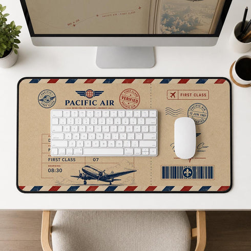 Personalized Vintage Airline Ticket Desk Mat