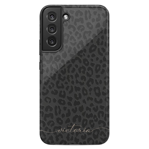 Leopard Custom Calligraphy Name Galaxy Case - Horizontal