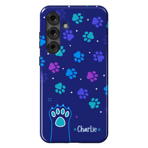 Custom Name Cat Paws Galaxy Case