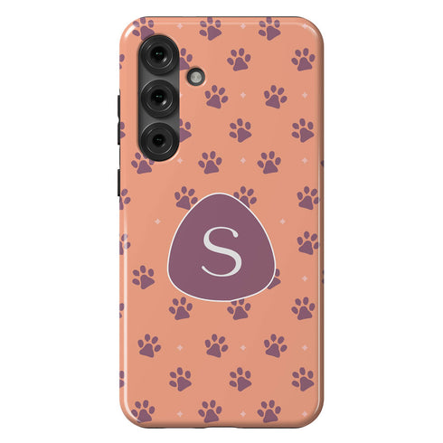 Custom Initials Cat Paws Galaxy Case