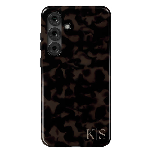 Custom Initials Dark Tortoiseshell Galaxy Case - Edge
