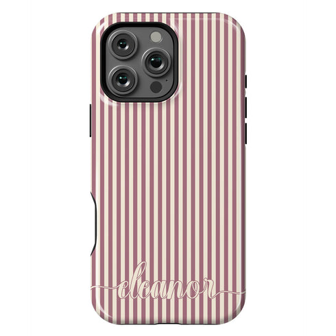Custom Name Cute Chic Vertical Stripes iPhone Case