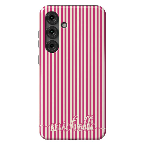 Custom Name Cute Chic Vertical Stripes Galaxy Case