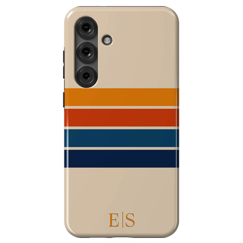 Custom Initials Retro Stripes Galaxy Case